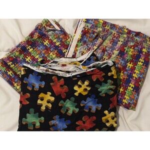 Puzzle Piece Cotton Woven Fabric Please See Pics And Description For More Info